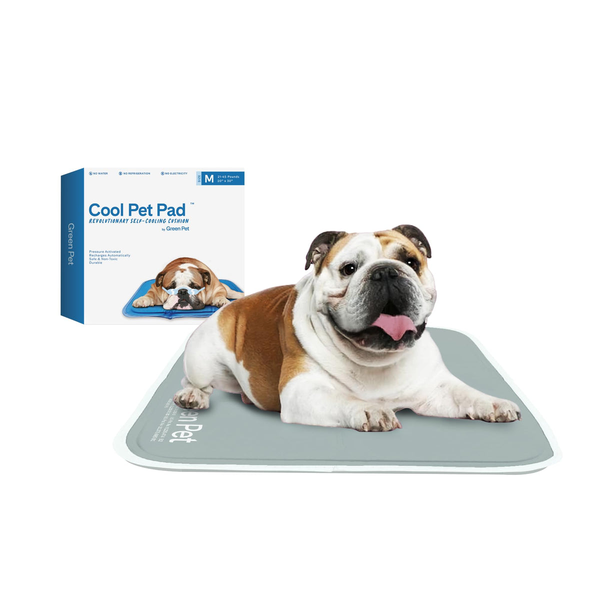 The Green Pet Shop Cool Pet Pad - Medium, Blue - Self-Cooling, Pressure Activated Mat for Dogs & Cats from 21-45 lbs - Non-Toxic Gel, No Water Needed