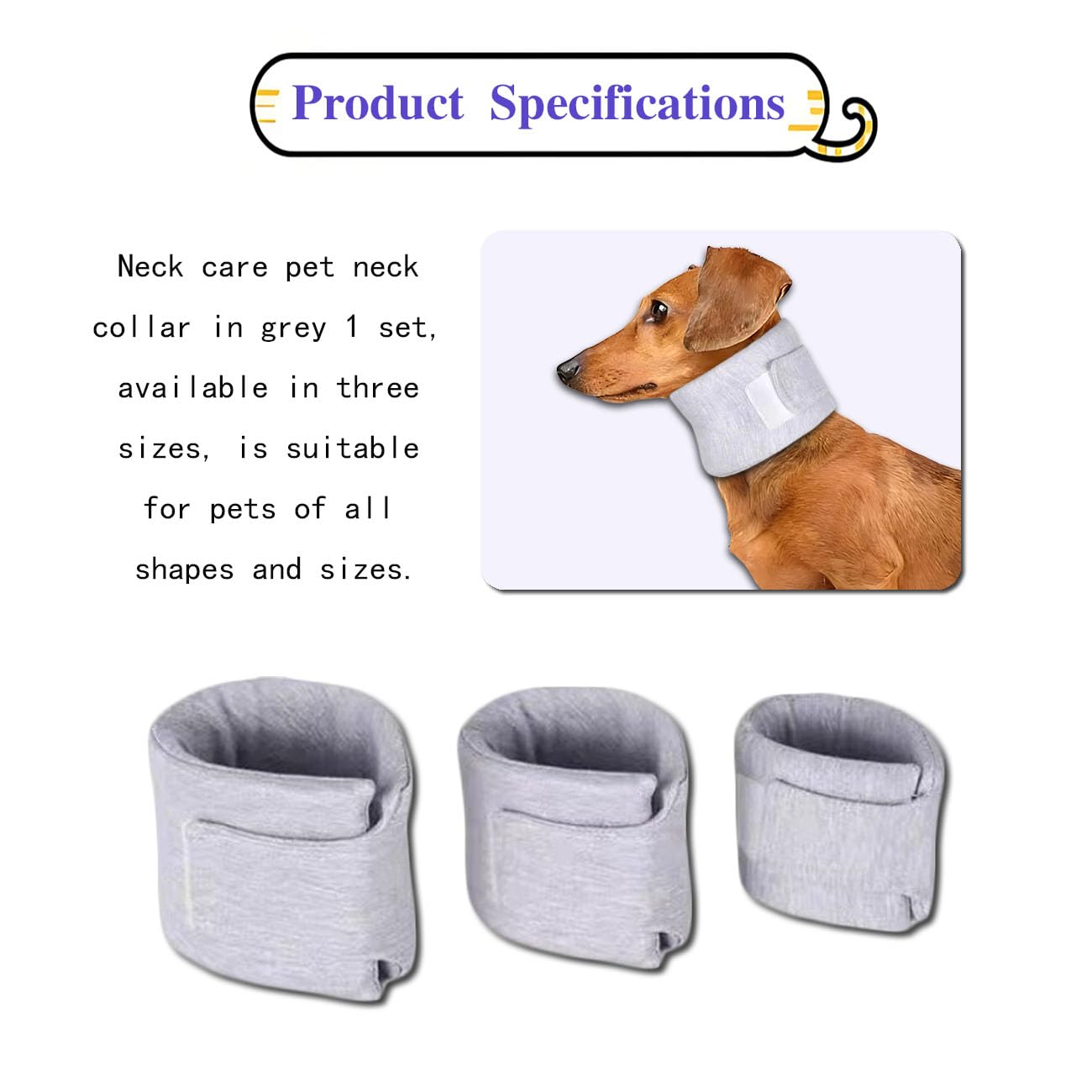 Cat Cone Collar for Pet with Spinal IVDD Issues After Surgery Recovery, Adjustable Cat Neck Brace Elizabethan Collar, Neck Cervical Cone to Stop Licking for Small Medium Dog Puppy Kitten (Grey, S)