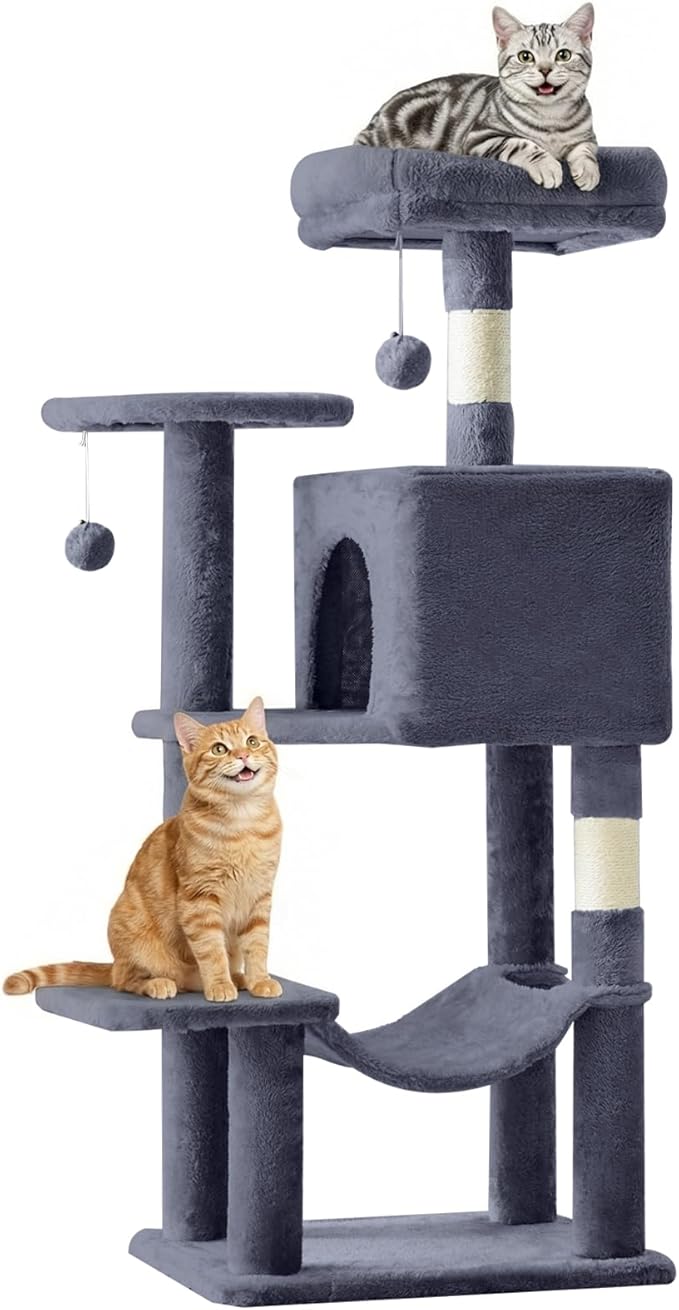 DUMOS 44 Inch Cat Tree Tower with Natural Sisal Scratching Posts