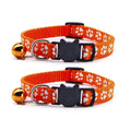 Reflective Cat Collars Breakaway with Bell 2-Pack Girl Boy Pet Kitten Collar with Star Moon Patetrn Adjustable 7.5-12.5 Inch (Orange)