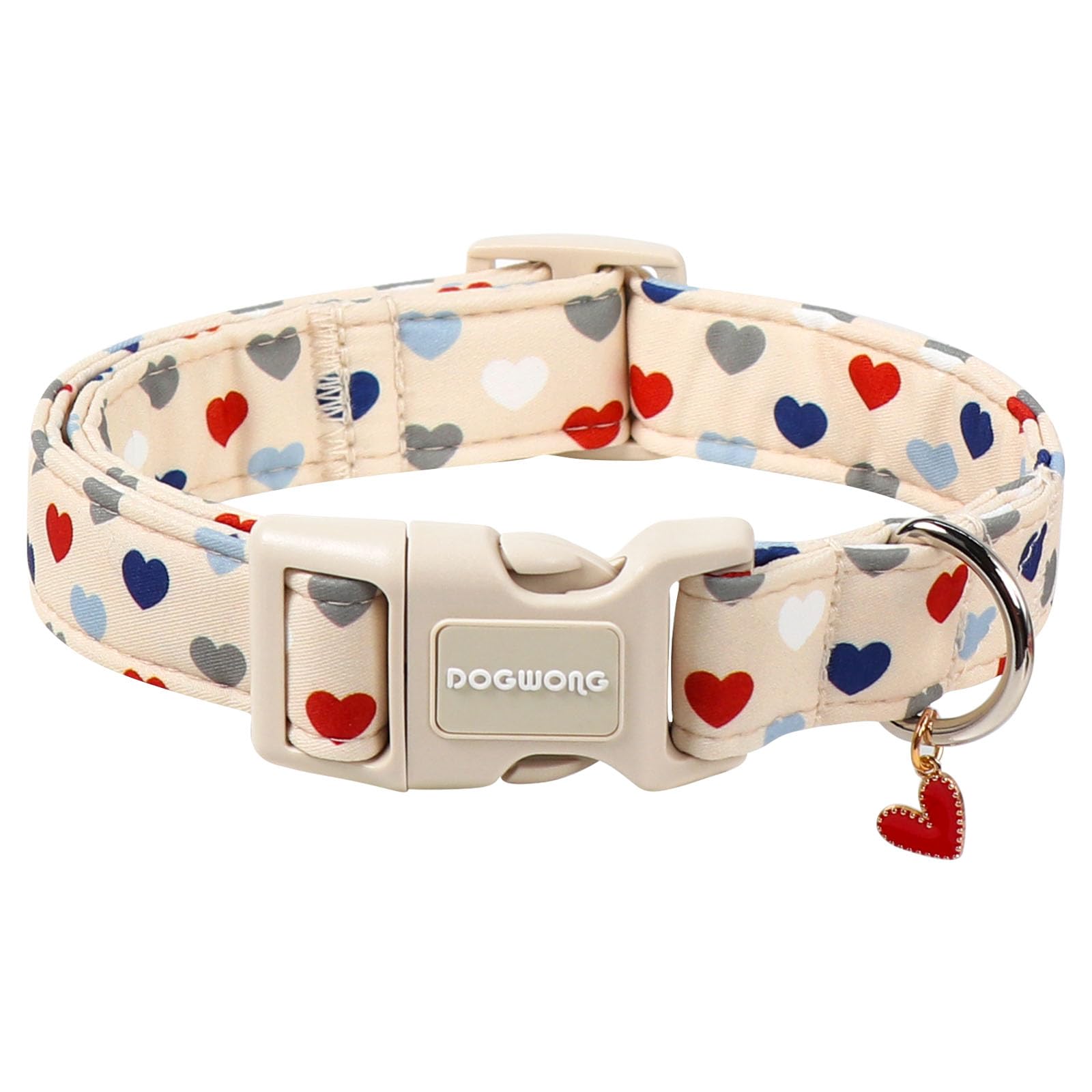 DOGWONG Valentine's Dog Collar-Hearts Print Dog Collar for Large Cute Dog Collars Spring Female Male Pet Gift Adjustable Heavy-Duty Soft Collar，XL