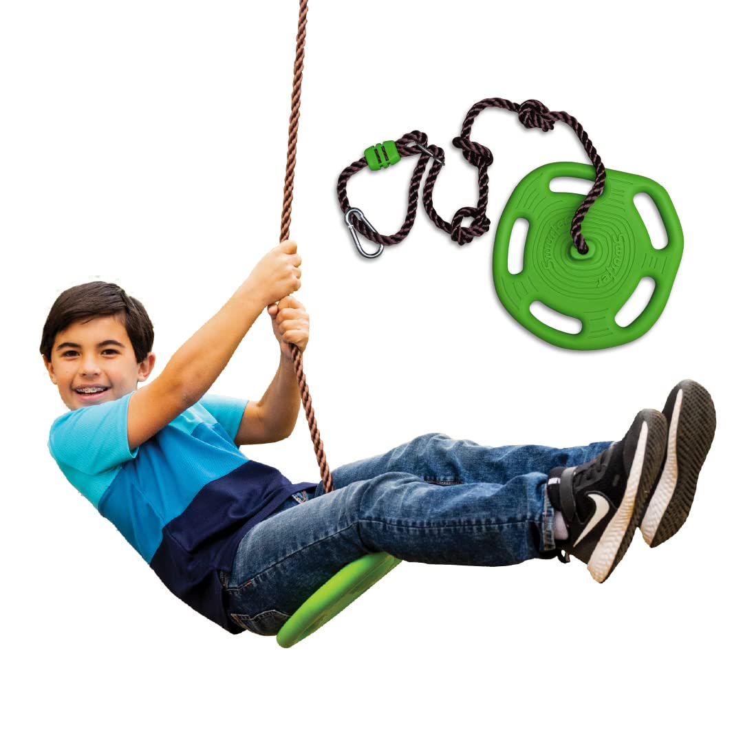 Swurfer Disco Tree Swing - Swing Sets for Backyard, Outdoor Swing, Swingset Outdoor for Kids, Easy Installation, Heavy Duty, Adjustable Climbing Rope, Weather Resistant, Up to 200lbs, Ages 6 and Up