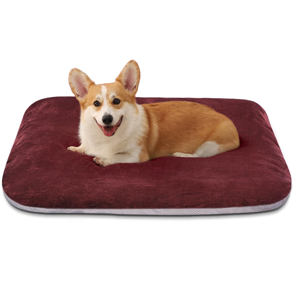 Magic Dog Super Soft Medium Dog Bed, 32 Inch Orthopedic Foam Pet Bed with Anti Slip Bottom, Removable Washable Cover, Burgundy