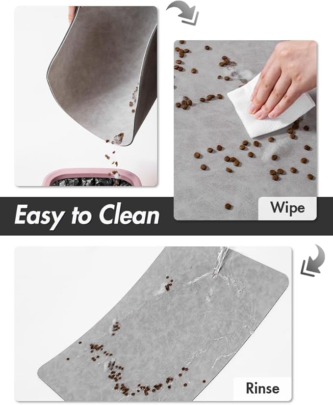 MontVoo-Absorbent Pet Feeding Mat-No Stains Pet Mat for Food and Water Bowl-Quick Dry Cat & Dog Food Mat Water Dispenser Mat-Pet Supplies Mat-Dog Water Bowl Mat for Messy Drinker,（LightGrey,17"x28"）