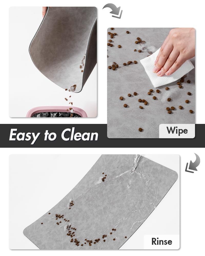 MontVoo-Absorbent Pet Feeding Mat-No Stains Pet Mat for Food and Water Bowl-Quick Dry Cat & Dog Food Mat Water Dispenser Mat-Pet Supplies Mat-Dog Water Bowl Mat for Messy Drinker,（LightGrey,23"x34"）