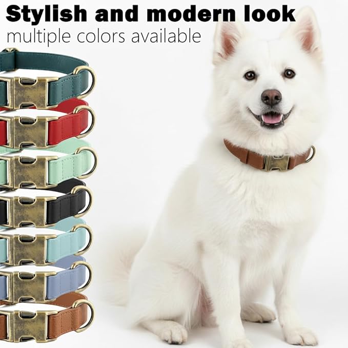 Dog Collar and Leash Set,Leather Silicone Waterproof Odor-Proof Dog Collar and Leash for Medium Dogs, Soft Flexible Dog Collars, Durable Thick Adjustable Pet Collar (Brown, Medium (12.5-20" Neck))