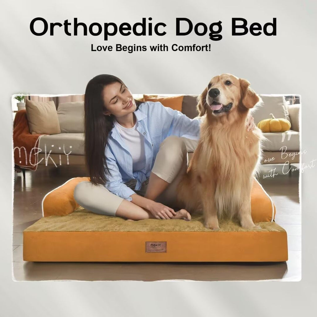 MEKIY Orthopedic XL Dog Bed with Bolster for Extra Large Size Dogs