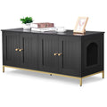 Homhedy 47.2" L Cat Litter Box Enclosure for 2 Cats, Black and Gold