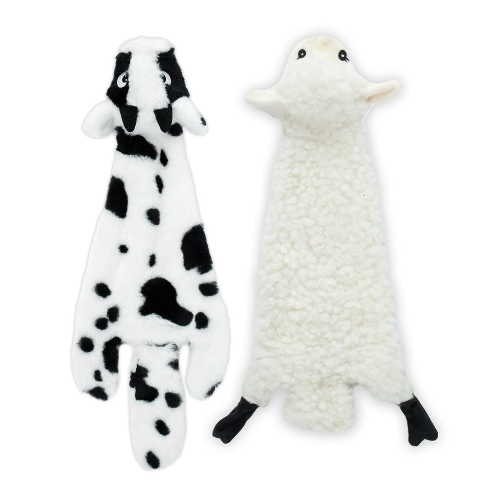 Best Pet Supplies Squeaky Dog Toys with Soft Durable Fabric for Small, Medium and Large Pets Interactive Toy for Indoor Play, Supports Active Biting and Play - Sheep, Cow, Medium