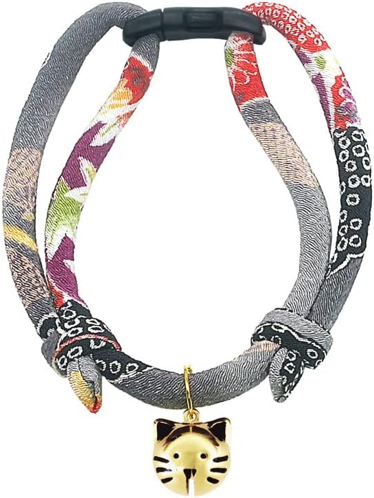 PetSoKoo Cat Collar with Kitty Face Bell. Cute Japan Chirimen Kitten Collar. Soft & Lightweight.