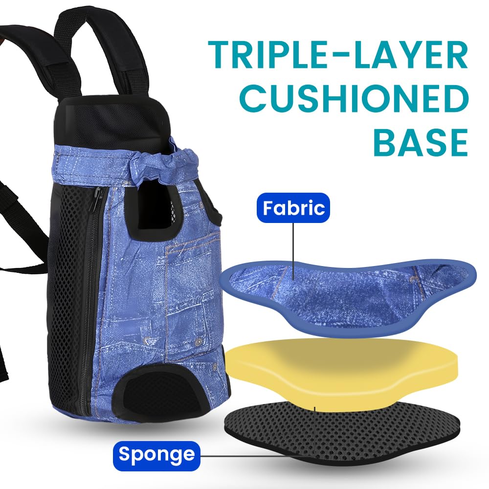 Mosago Dog Backpack Carrier, Front Chest Carrier for Small Dogs, Blue, L