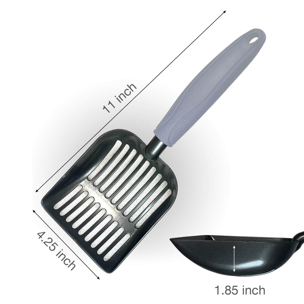 Frxat Cat Litter Scoop, Kitty Metal Scooper, Aluminum Alloy Sifter, Kitten Pooper Lifter, Deep Shovel, Long Handle, Poop Sifting, Durable, Heavy Duty, for Litter Box