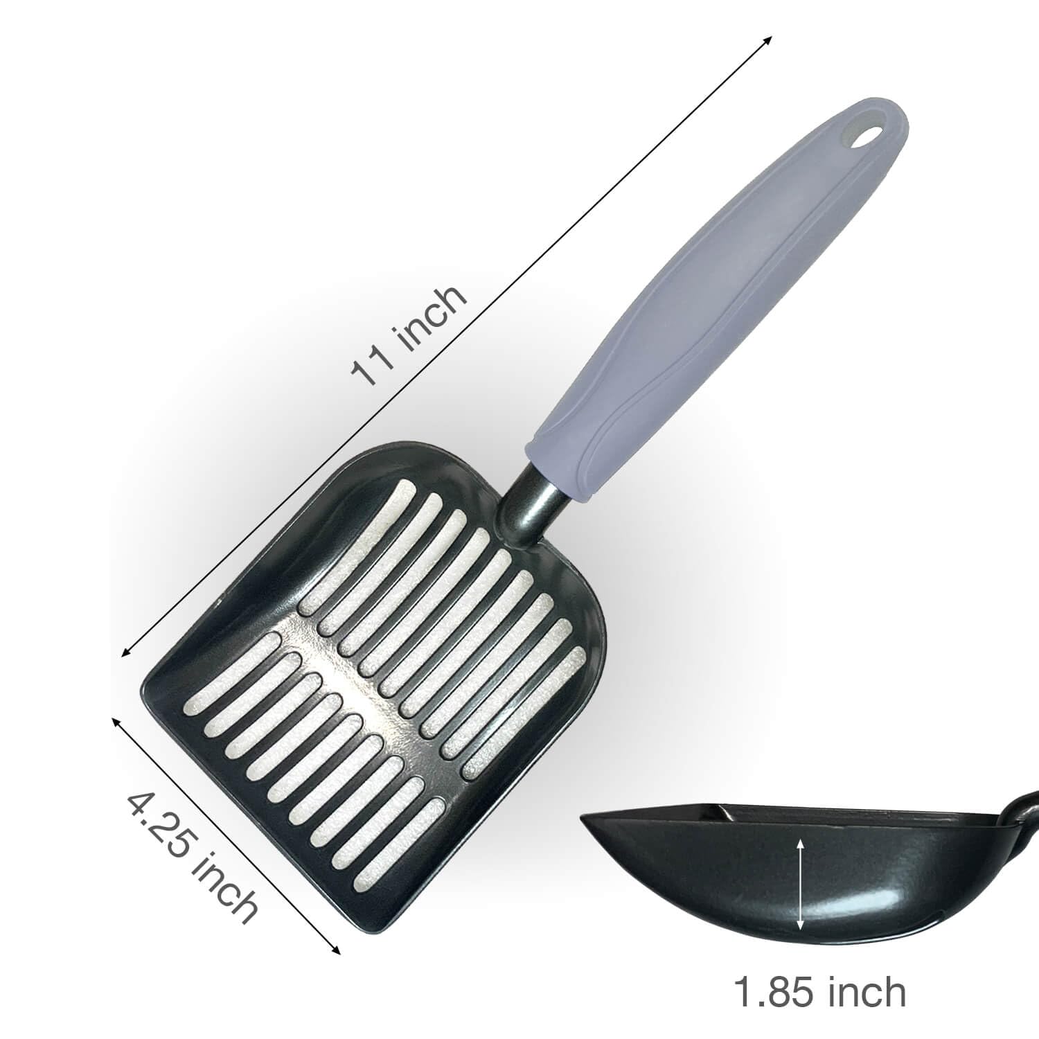 Frxat Cat Litter Scoop, Kitty Metal Scooper, Aluminum Alloy Sifter, Kitten Pooper Lifter, Deep Shovel, Long Handle, Poop Sifting, Durable, Heavy Duty, for Litter Box