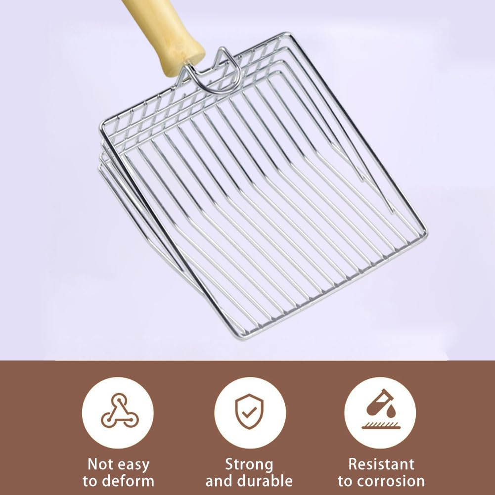 XIHUADOU Cat Litter Scoop, Stainless Steel Metal Mesh Scoop with 7 mm Gaps