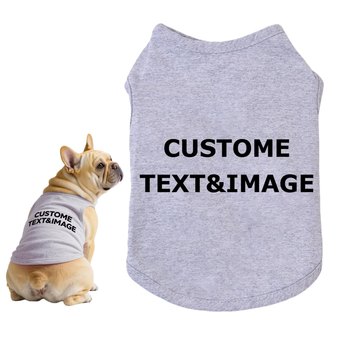 Custom Dog Shirt,Personalized Pet Apparel with Name Text Photo Image,Lightweight Breathable Puppy Kitten Cotton Vest for Small Medium Large Dogs Cats,Puppy Gift (Blue, 5X-Large)