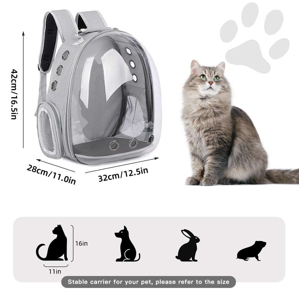 Pet Backpack Carrier,Bubble Backpack Cat Carrier,Pets and Small Dogs,Space Capsule Pet Carrier for Traveling, Walking, Hiking and Outdoor Activities (Gray)