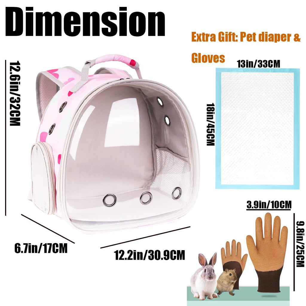 Portable Small Animal Backpack Travel Breathable Pet Carrier Bag Cages for Guinea Pig, Rabbit, Bearded Dragon, Squirrel, Tortoise, Bird, Lizard, Sugar Glider