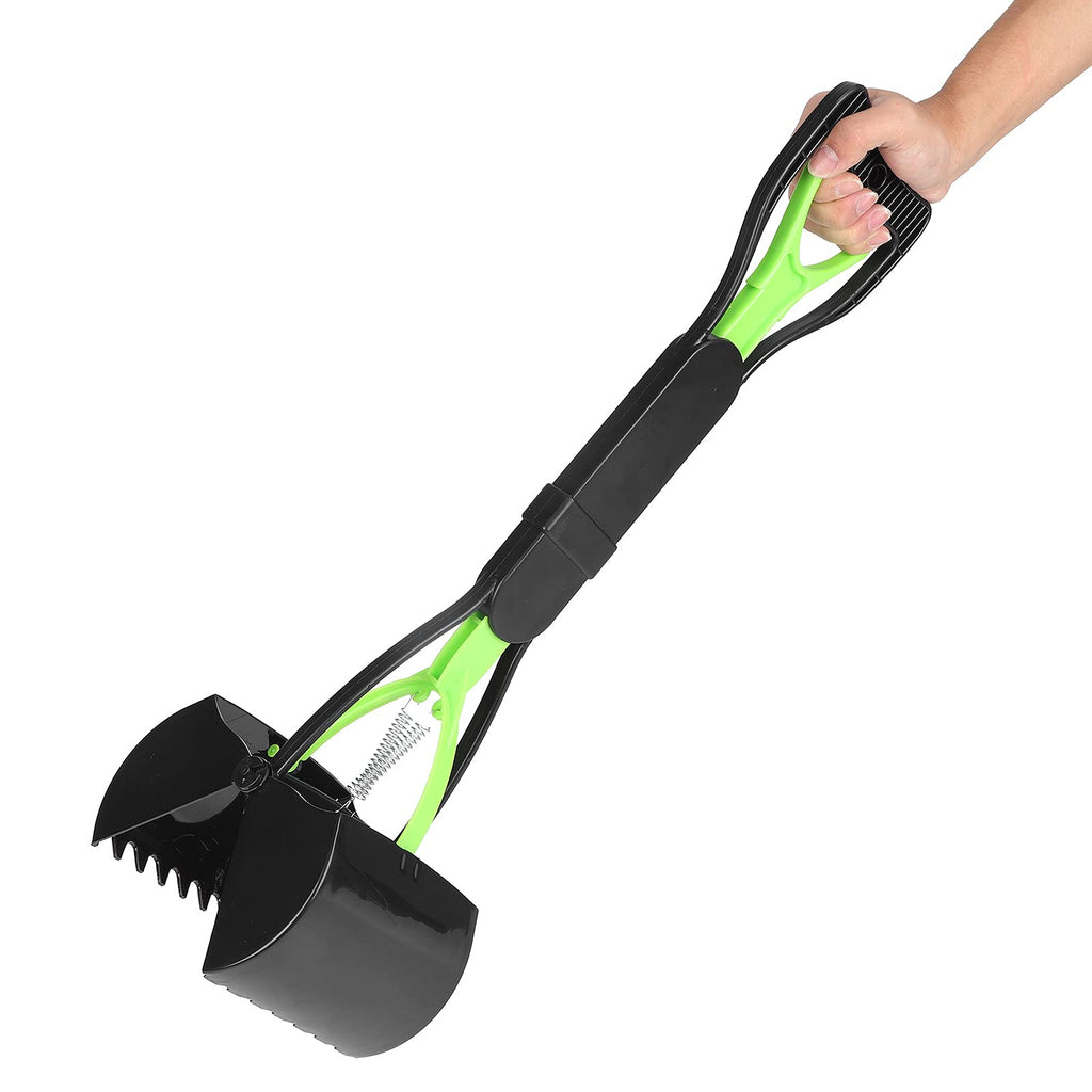 Pet Pooper Scooper, Long Handle Folding Poop Scoop, Stable Jaw Scoop Easy for Small Pet Poop, Pick Up Animal Waste Dog Puppy Cat Waste Picker Cleaning Tools Outdoor Dog Pooper Scooper(green+black)
