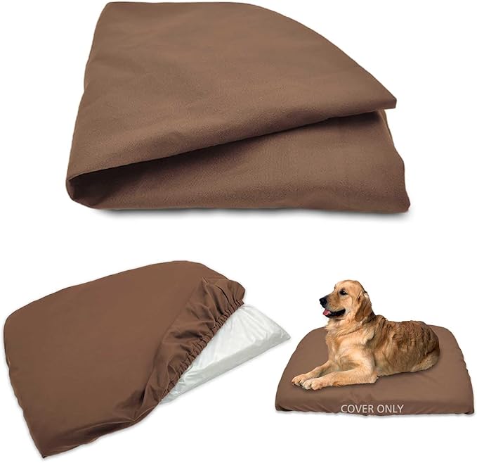 Dog Bed Cover Waterproof Replacement Machine Washable Covers for Dog Bed Heavy Duty Scratch Resistant Mattress Protector Pet Bed 30x20 Inch Brown Cover Only