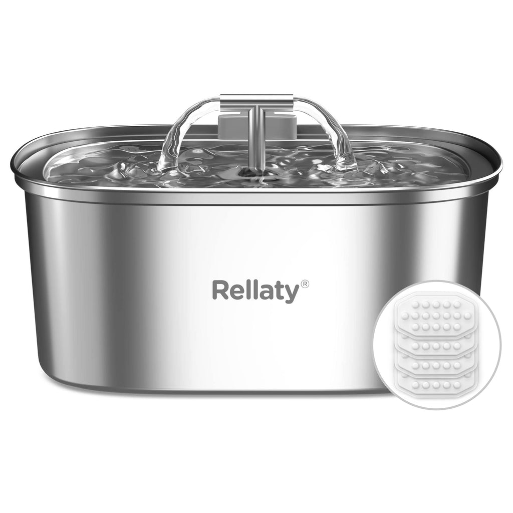 Cat Water Fountain Stainless Steel: Rellaty 3.2L/108oz Pet Water Fountain