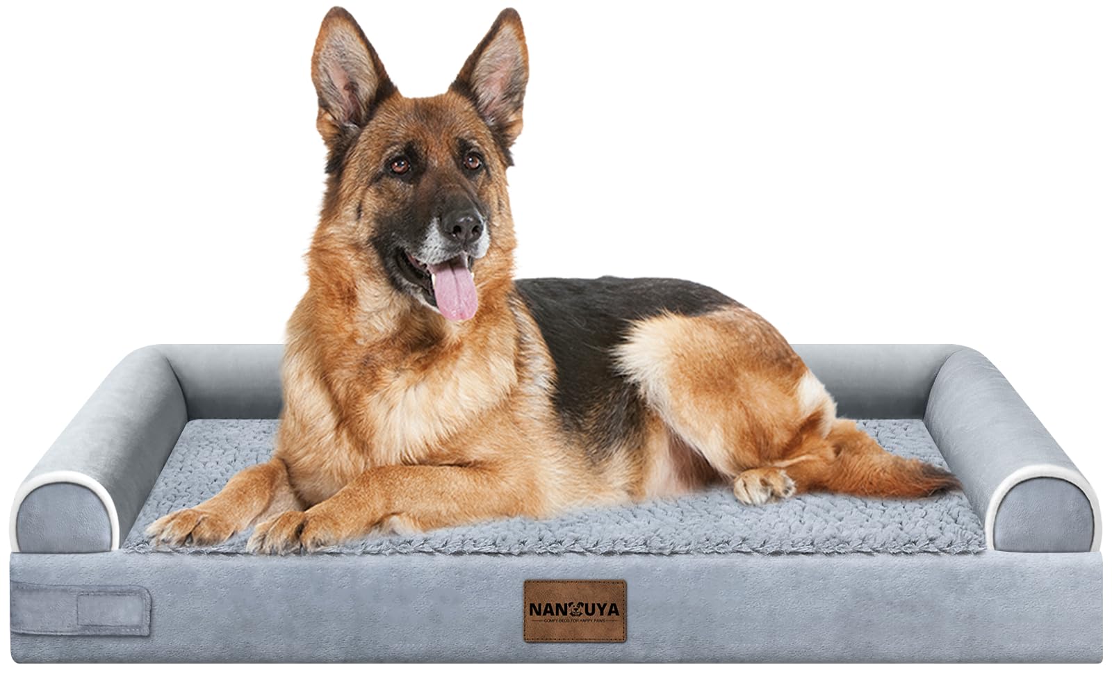 NANUYA Orthopedic Dog Bed for Jumbo Dogs, 48 x 33 Inch, Light Grey