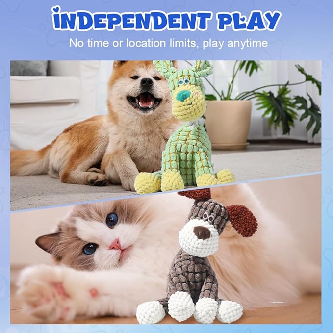 2025 New Dog Toys, Indestructible Plush Dog Toy, Dogs Toys for Aggressive Chewers, Dogs Squeaky Chew Toy for Indoor Pups Teething (Brown 1pcs)
