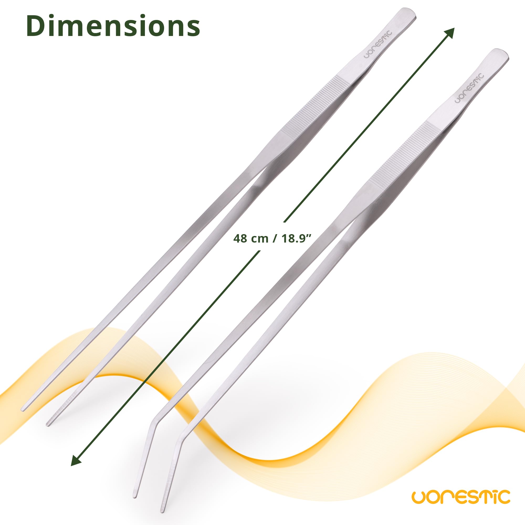 VORESTIC Straight and Curved Aquarium Tweezers Set 18 Inch, Stainless Steel Long Tweezers for Fish Tank Planting, Aquascaping, Reptile Feeding Tongs, Terrarium Tool and Aquarium Tongs