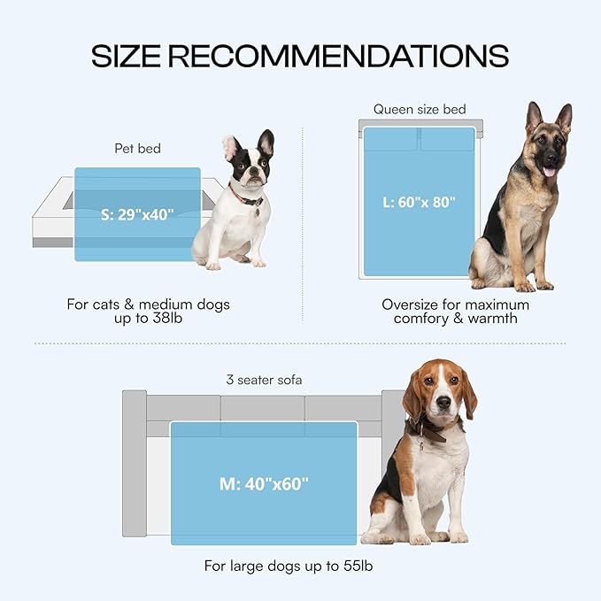 Luciphia Premium Cooling Dog Blanket for Small Medium Dogs Q-max>0.4 Washable Self-Cooling Cat Pet Mat Puppy Breathble Calming Throw for Beds Couches (Blue,40x60 inches)