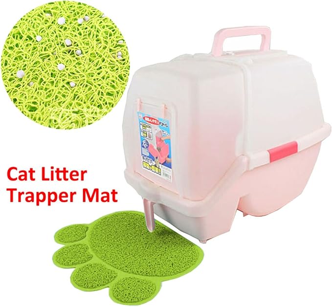 PVC Pet Dog Cat Puppy Kitten Dish Bowl Food Water Feeding Placemat, Non-Slip Cat Litter Mat Paw Shape, Blue Small
