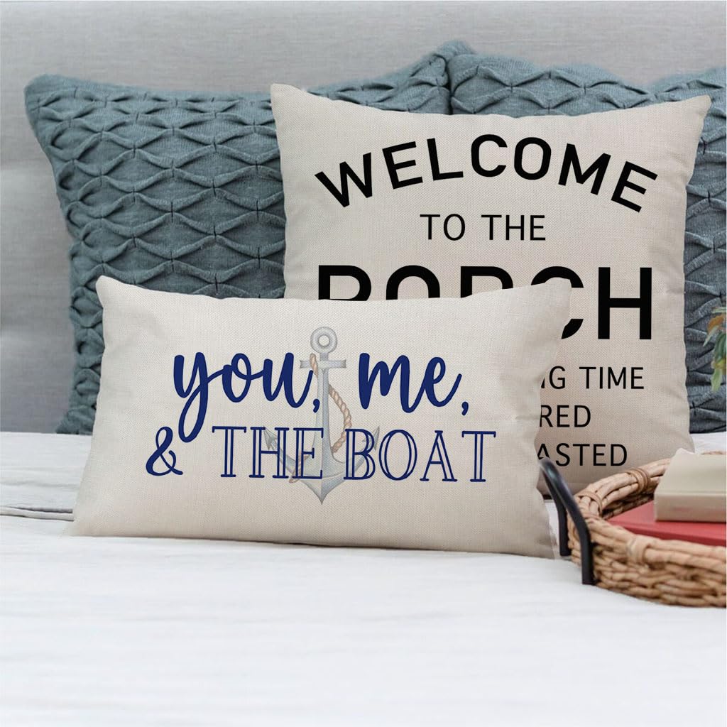 PANDICORN Lake Throw Pillow Cover 12x20 Inch, You Me and The Boat