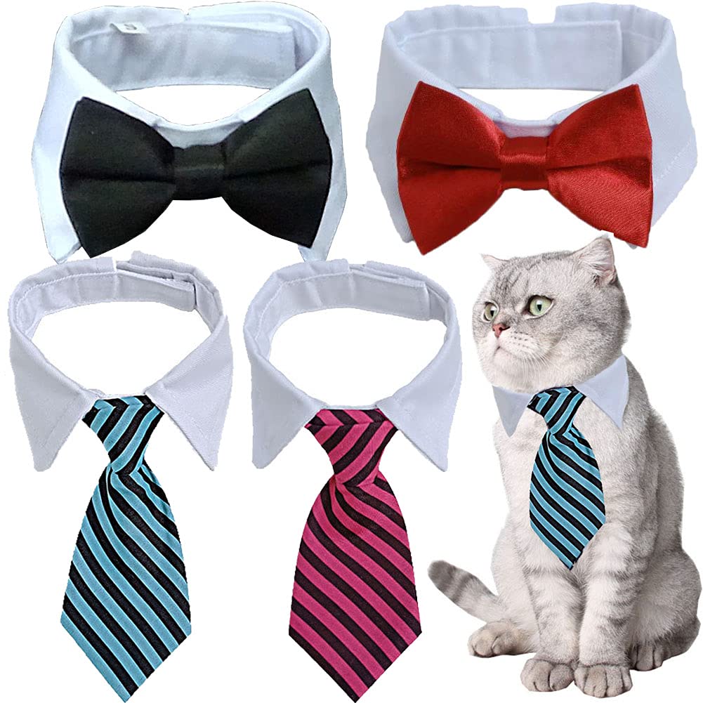 8 Pieces Pets Dog Cat Bowtie Pet Sunglasses Pet Costume Adjustable Formal Necktie Collar for Cats Small Dogs Puppy Grooming Accessories (Black/red + Glasses)