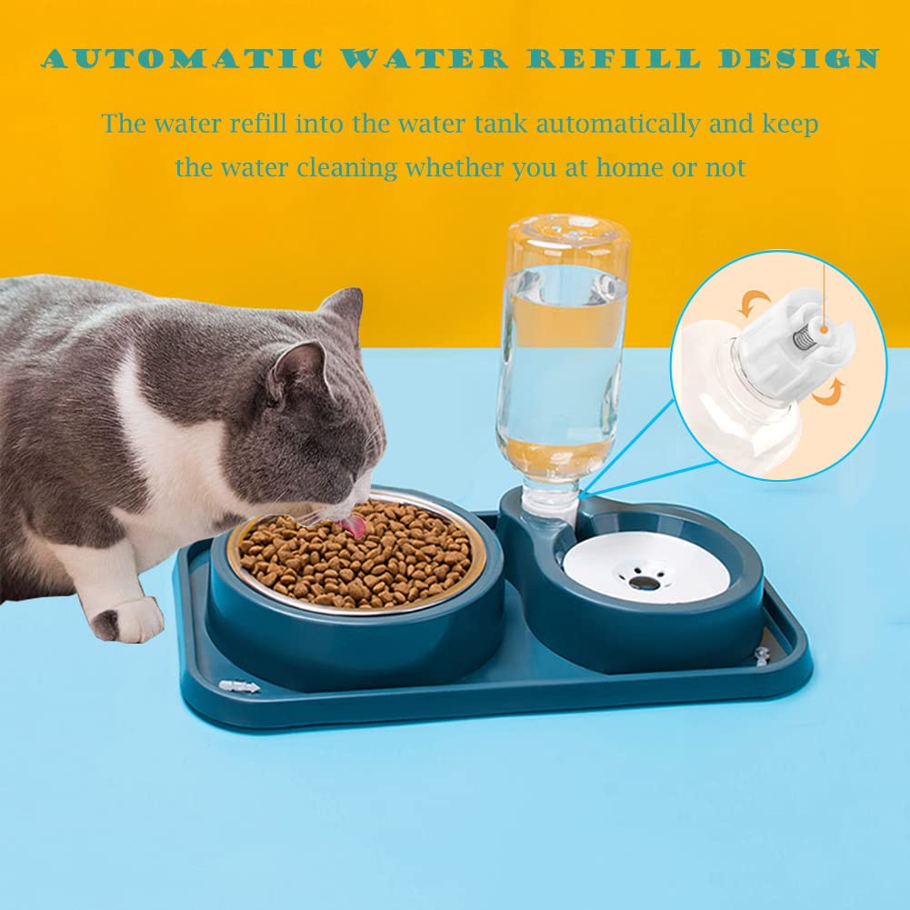 JiangYanus Double Dog Cat Bowls, No-Spill Pet Water and Food Bowl Set