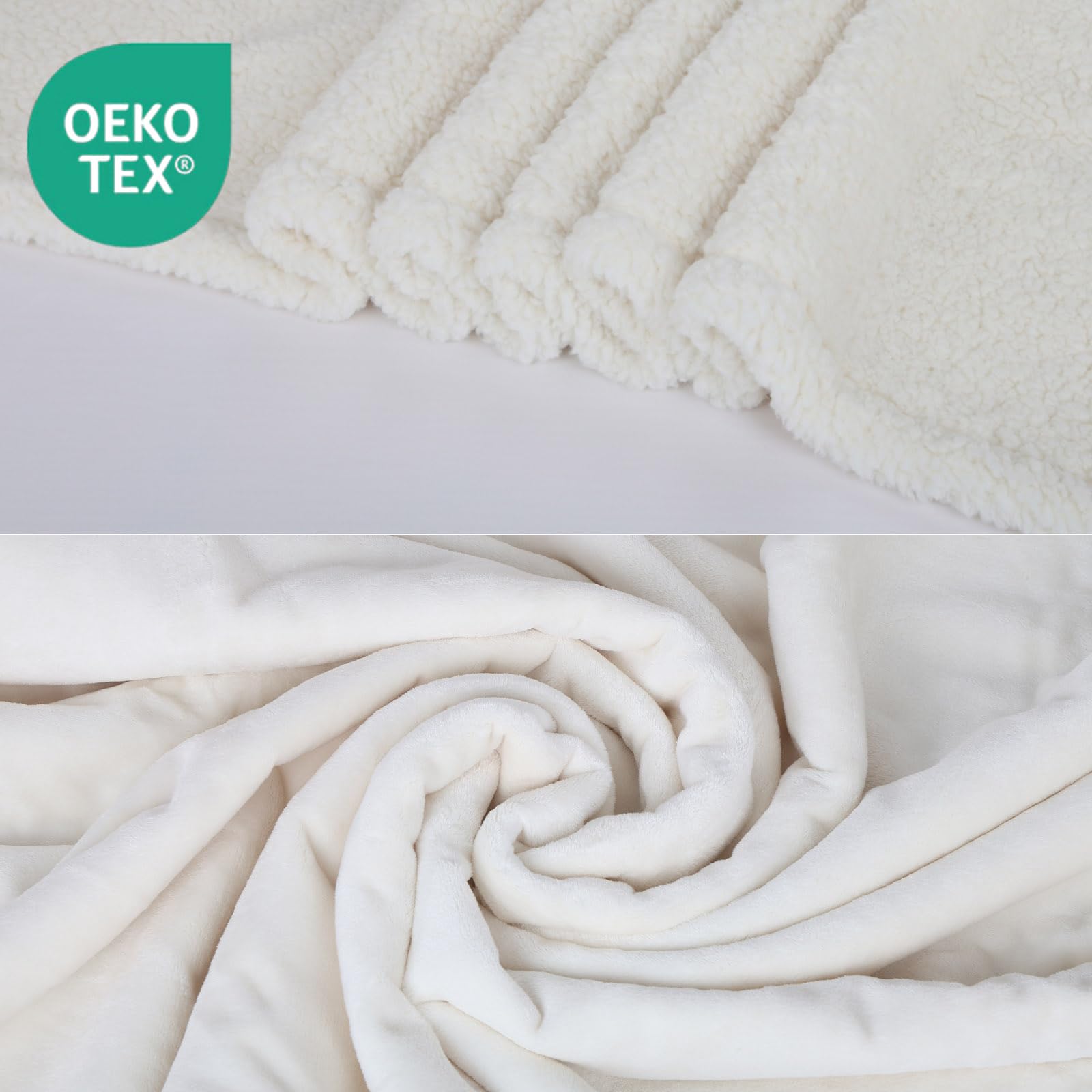 ZAKAPAWS Waterproof Dog Blanket for Large Dogs - Reversible Washable Pet Blanket, Soft Sherpa Fleece Furniture Protector, Cat Throw Bed Couch, Cream, 60"x80"