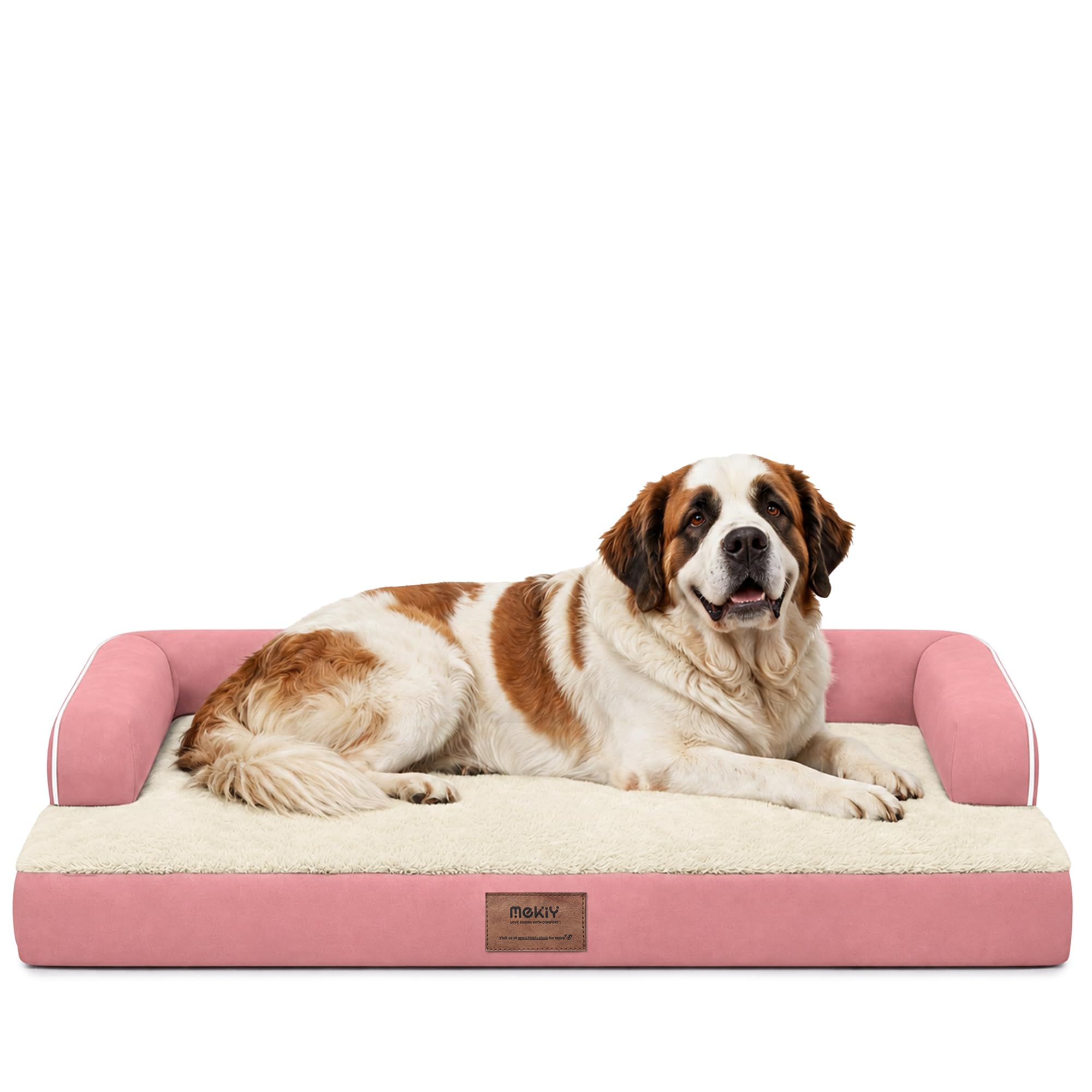 MEKIY Orthopedic Waterproof Jumbo Dog Bed with Bolster for Extra Large Dogs