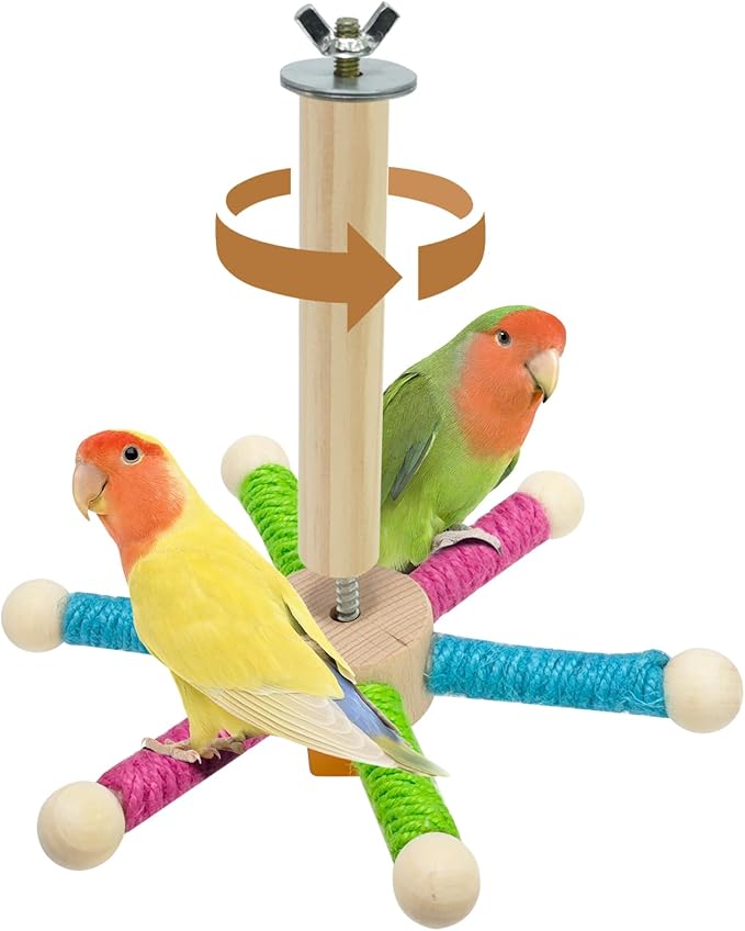 Bird Perch Toy for Cage,Spinning Windmill Bird Perch Toy (Mixcolor