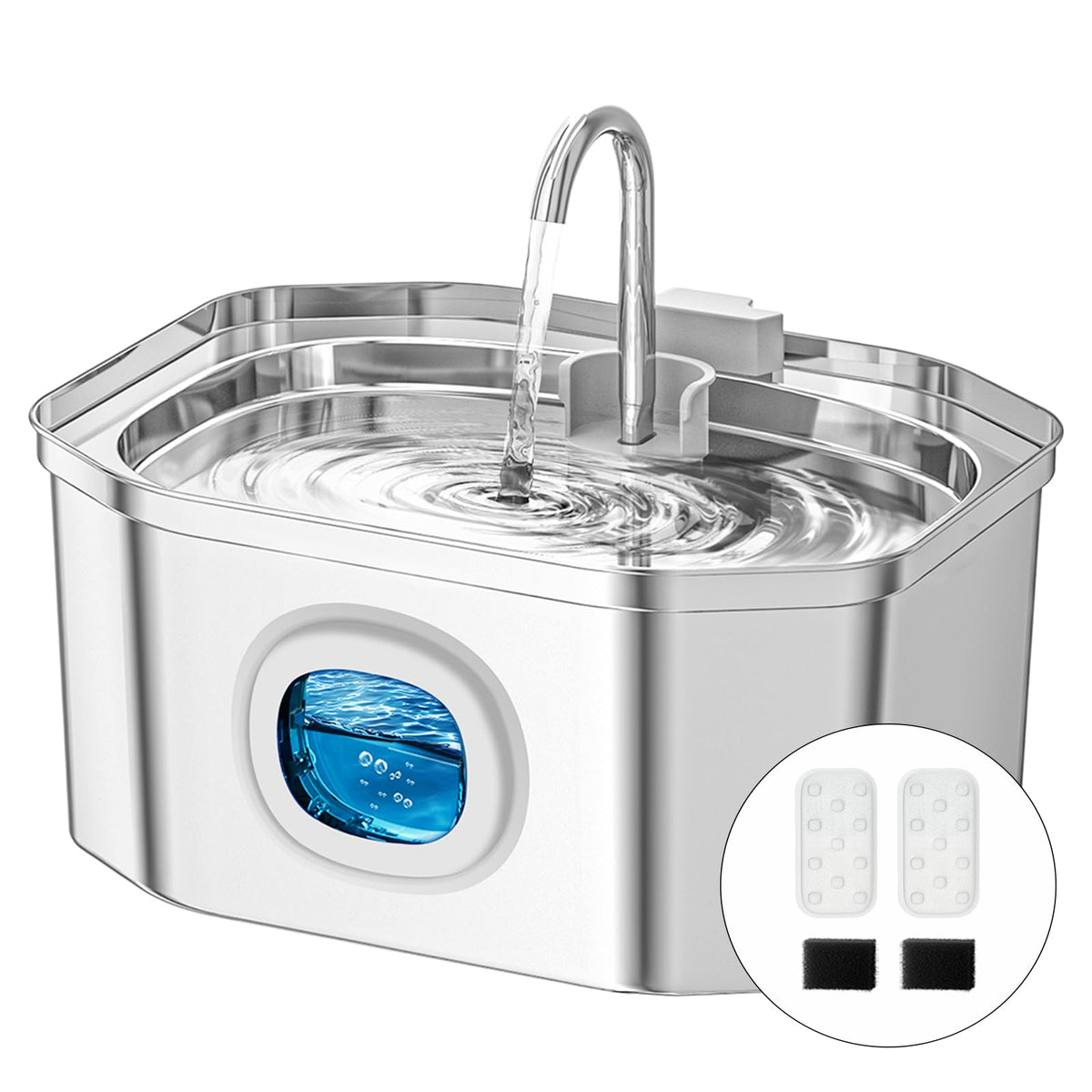 APAUK Cat Water Fountain Stainless Steel, Pet Water Fountain 108oz/3.2L