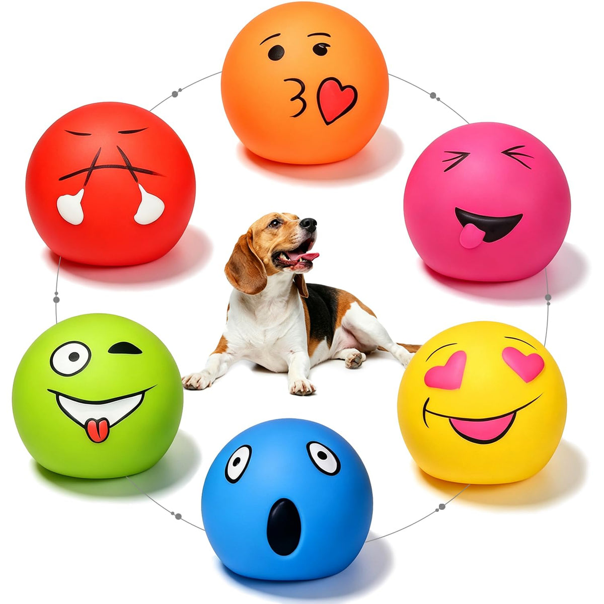 HOLYSTEED Squeaky Dog Toys for Medium Dogs, Round Latex Squeaky Balls 2.3"