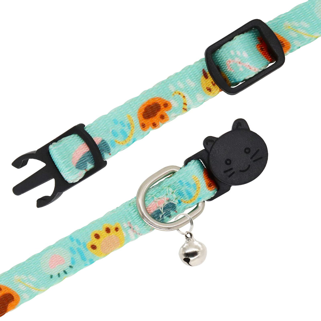 Giecooh Cat Collar, 2 Pack Breakaway Collar with Bells, Safety Buckle Kitten Collars for Boy and Girl Cats, Purple + Teal