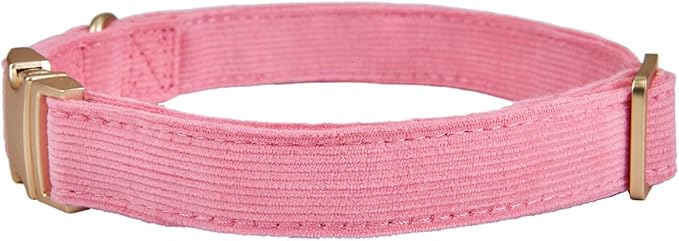 YUDOTE Soft Cotton Dog Collar with Metal Buckle Adjustable Heavy Duty Comfy Corduroy Collars for Small Medium Large Dogs,Rosy Pink,Small