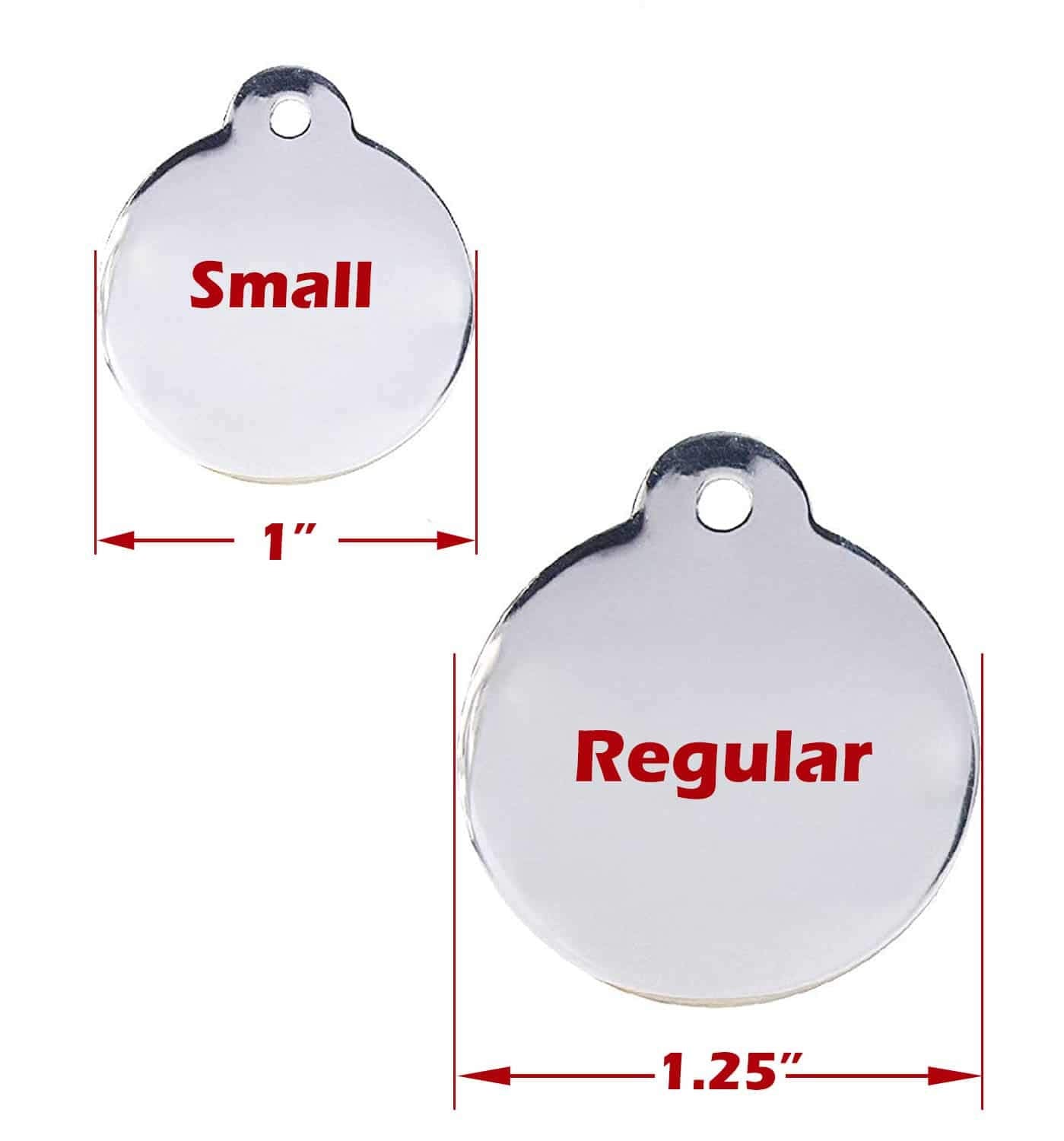 Engraved Pet Tag for Dogs and Cats - Personalized Front & Back up to 4 Lines of Text Custom Engraved ID, Round Paw Print Solid Plating Stainless Steel Silver Small