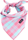 Gofshy Spring Dog Bandana Small-Dog Scarf Vibrant Color Pink Green Plaid Printing Adjustable Bib Handkerchief Accessories for Small Dogs Cats (S)