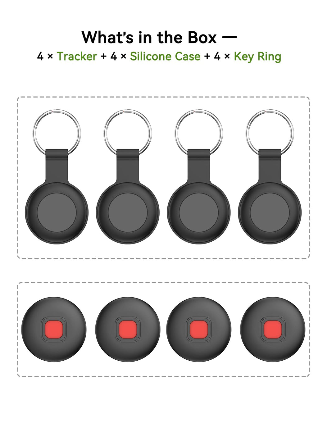 Bluetooth Dog Tracker Tag, Pet Tracker for Dogs with Silicone Collar Holder, Works with Apple Find My & Android Find Hub, IP67 Waterproof Anti-Lost Locator