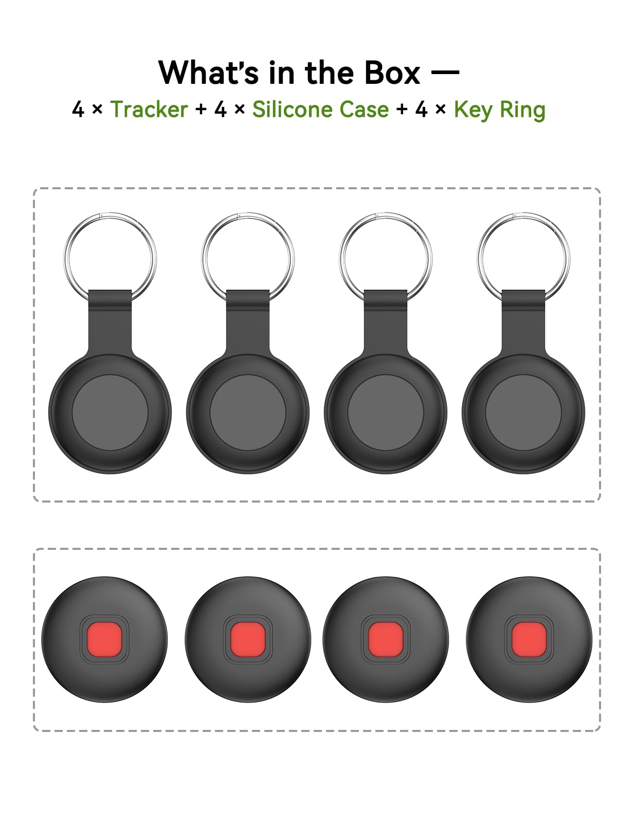 Bluetooth Dog Tracker Tag, Pet Tracker for Dogs with Silicone Collar Holder, Works with Apple Find My & Android Find Hub, IP67 Waterproof Anti-Lost Locator