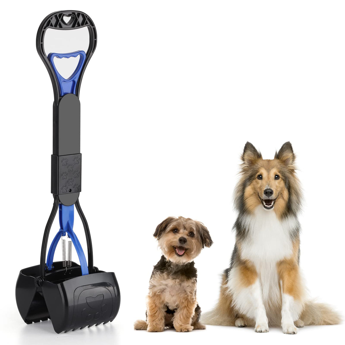 PPOGOO Non-Breakable Pooper Scooper for Dogs and Cats with Long Handle High Strength Material and Durable Spring for Easy Grass and Gravel Pick Up