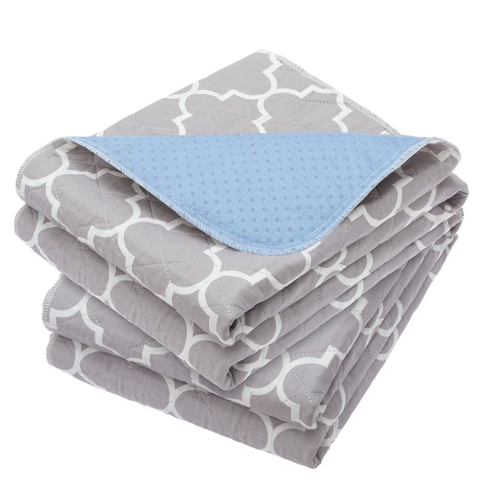 OUTCREATOR® Washable Bed Pads 34" x 76" (Pack of 2), Incontinence Mattress Protector, Anti-Slip Waterproof Underpads for Adults Kids Elderly Pets, Absorbency & Reusable Bedwetting Pads (Gray)