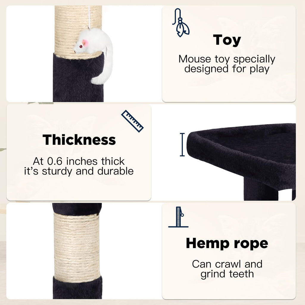 BestPet | 37" Cat Tree Tower | Dark Gray | Sturdy Multi-Level Cat Tree