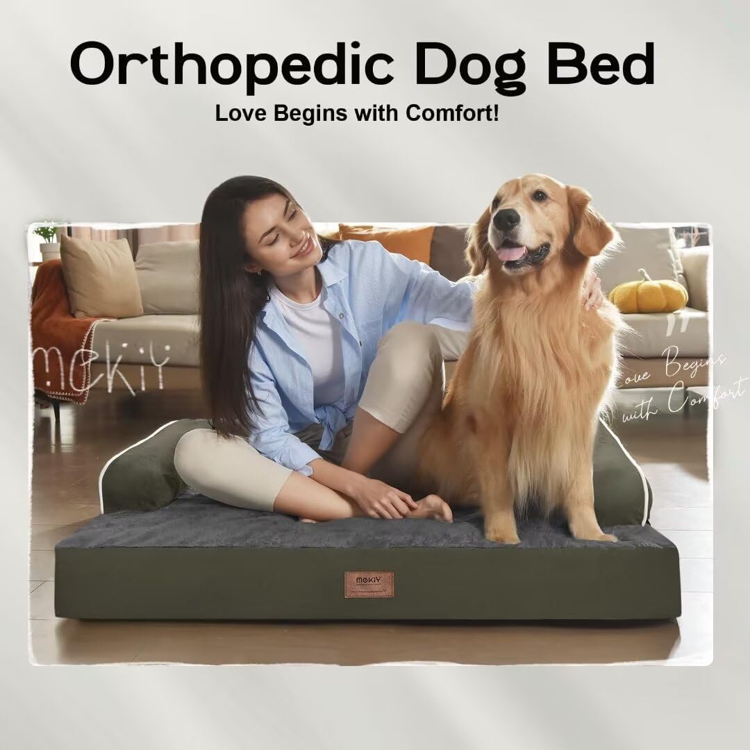 MEKIY Orthopedic Dog Sofa Bed with Bolster for Small Dogs Cats