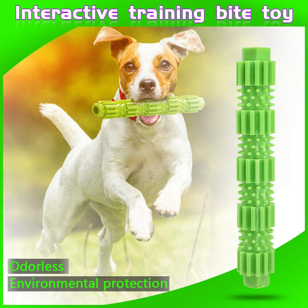 oAtm0eBcl Pet Dog Chew Toy, TPR Rubber Stick Puppy Chewy Toy for Aggressive Chewer, Teeth Cleaning & Slowing Feeding Toy for Dogs Green L