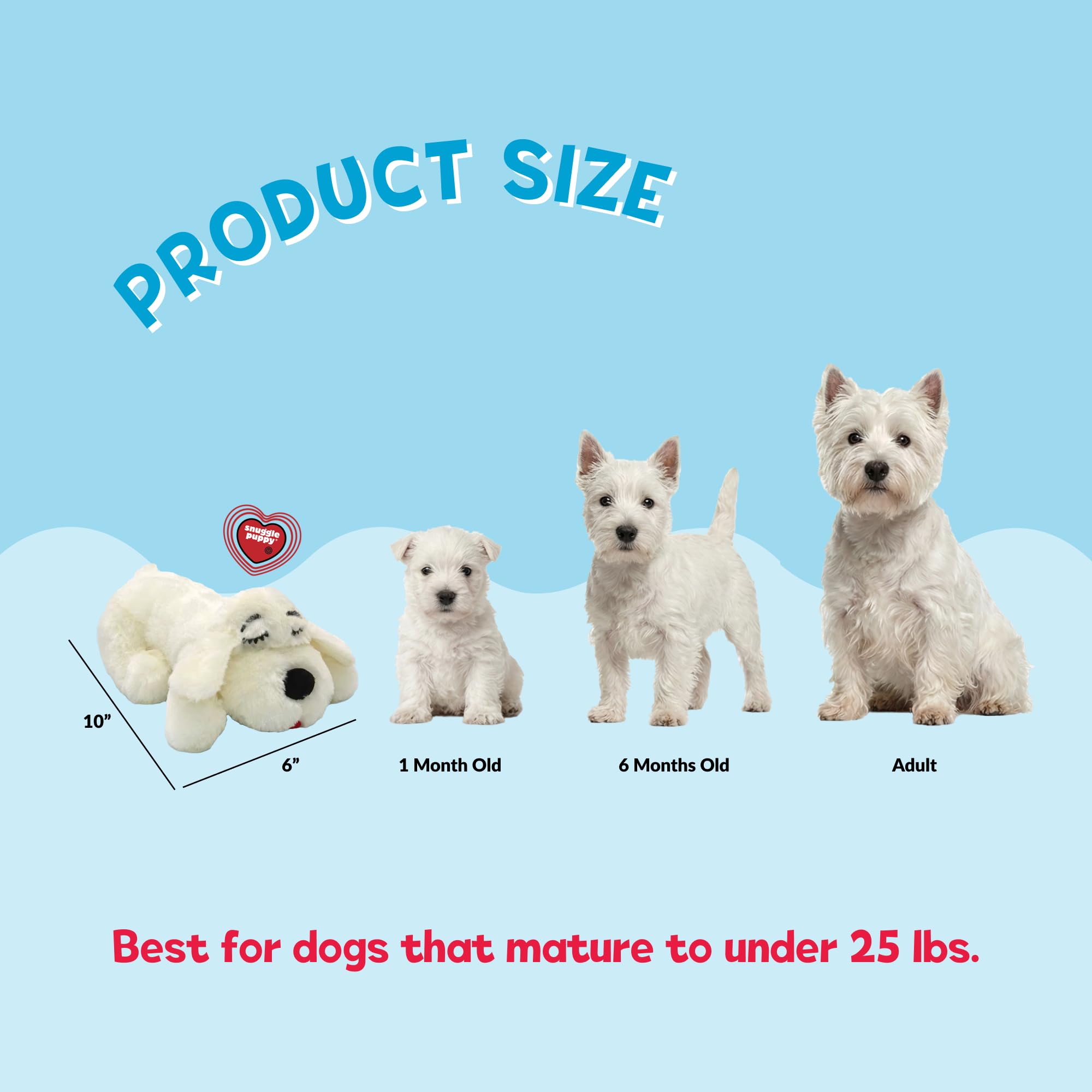 Snuggle Puppy Junior Heartbeat Toy, Calming Comfort, Small Breeds - Cream