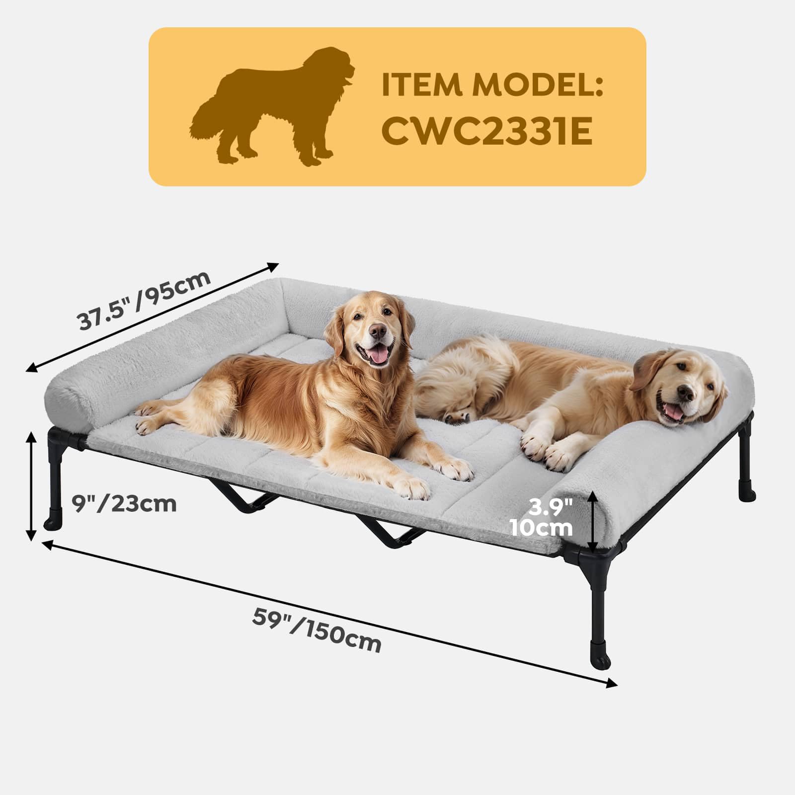 Veehoo Elevated Dog Beds Large Sized Dog with Fluffy Plush Bolster Cushion